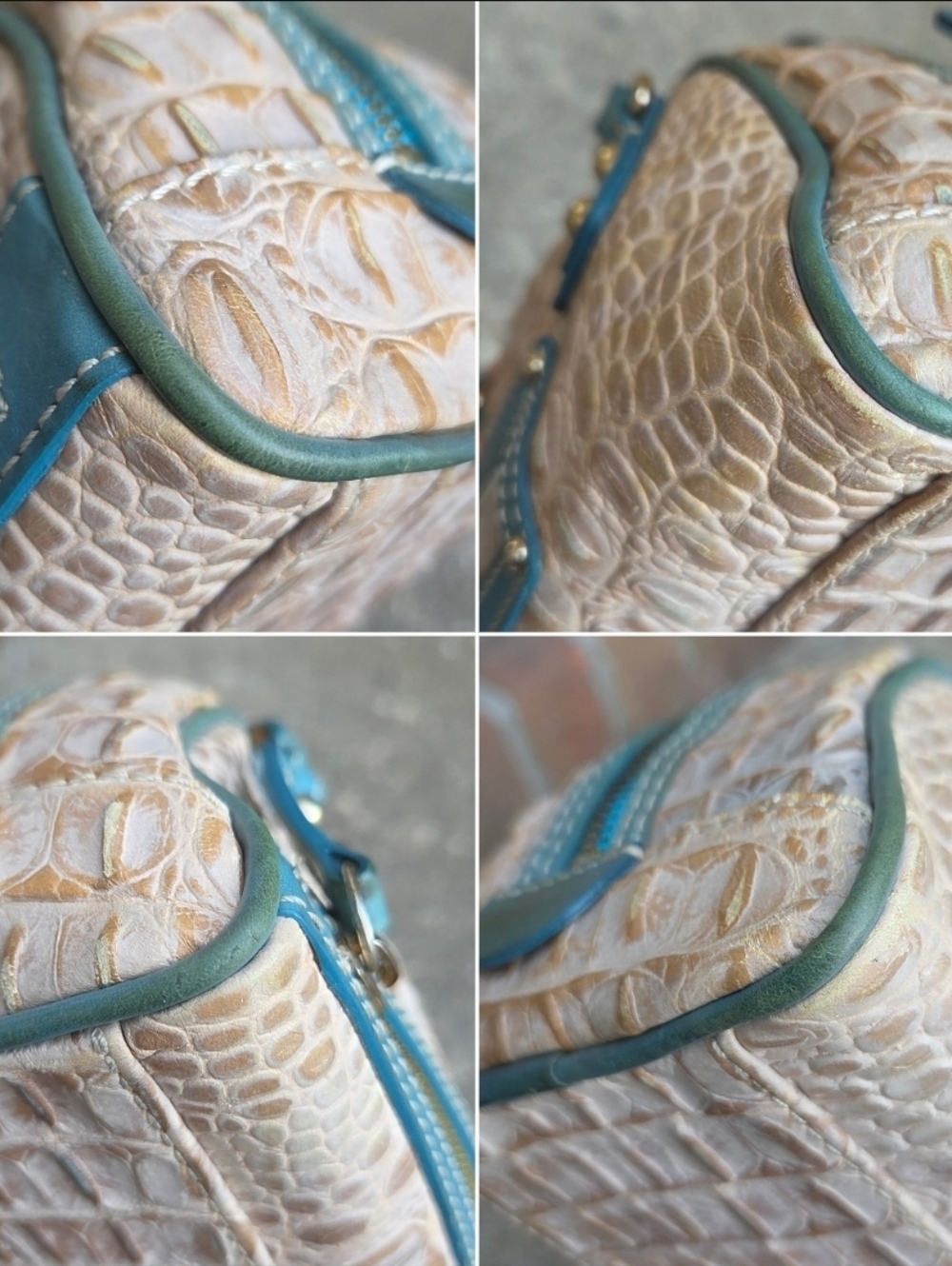 Dooney & Bourke Croc Mini Satchel Light Blue Trim| Throwback Mini Bag - Picture 14 of 14